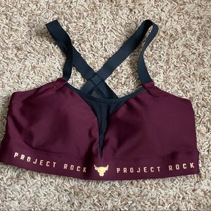 UA Project Rock Maroon Sports Bra - Large